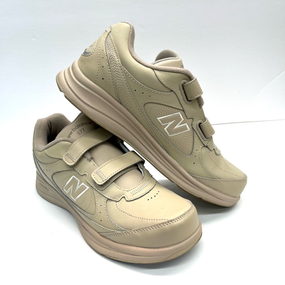 New Balance 577 Walking Shoes Mens 9D Leather Bone Beige MW577VB Hook an…